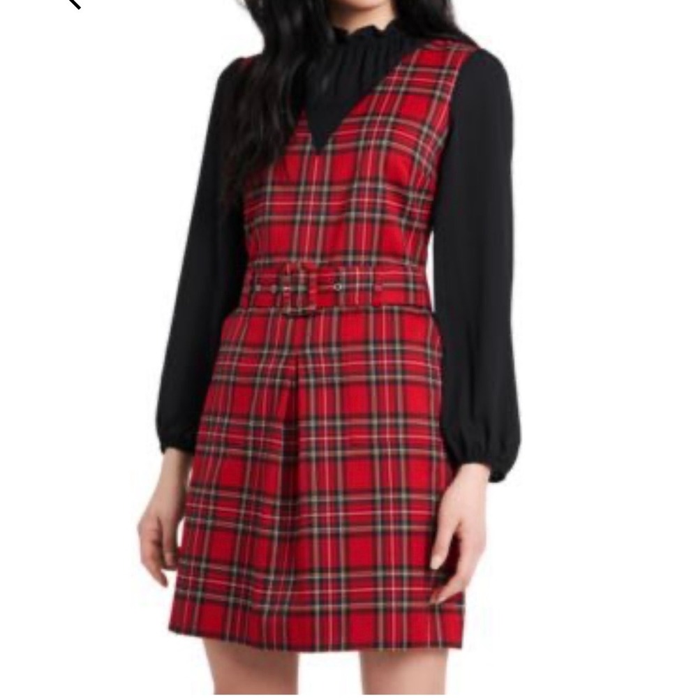 NEW Riley & Rae Red Plaid Belted Long Sleeve Dress XL Holiday Cheer Christmas